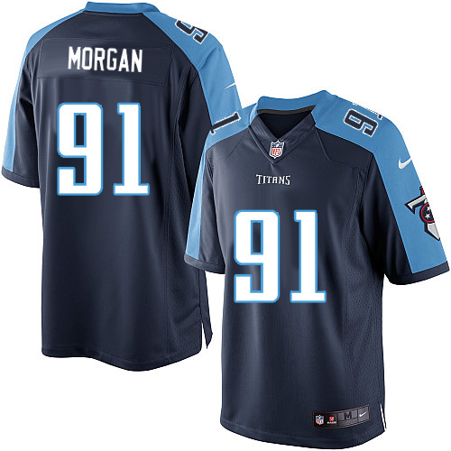 Men's Limited Derrick Morgan Nike Jersey Navy Blue Alternate - #91 NFL Tennessee Titans